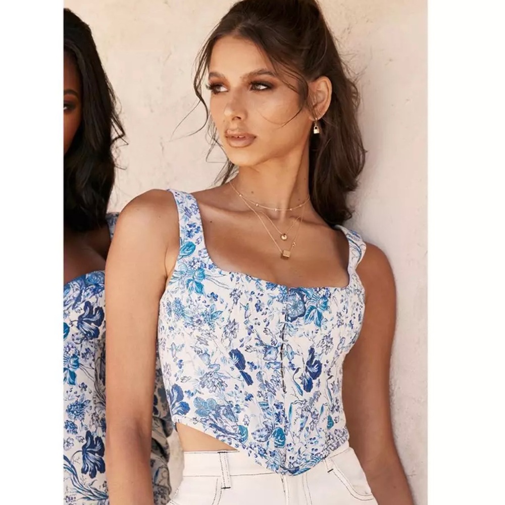 Paisley Blue and white Bustier
